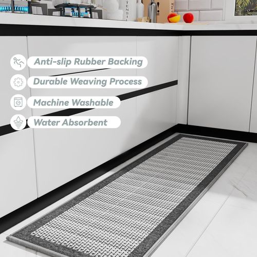 Kalanka-Tapis De Cuisine Devant \U200bevier Antidérapant En Caoutchouc Et Lavable Tapis Lavable En Machine Absorbant (Gris,40 * 60cm)