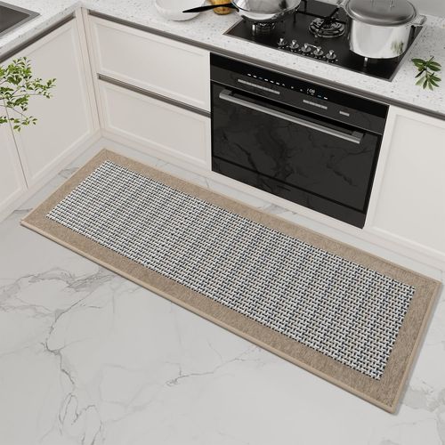 Kalanka-Tapis De Cuisine Devant \U200bevier Antidérapant En Caoutchouc Et Lavable Tapis Lavable En Machine Absorbant (Brun,50 * 240cm)
