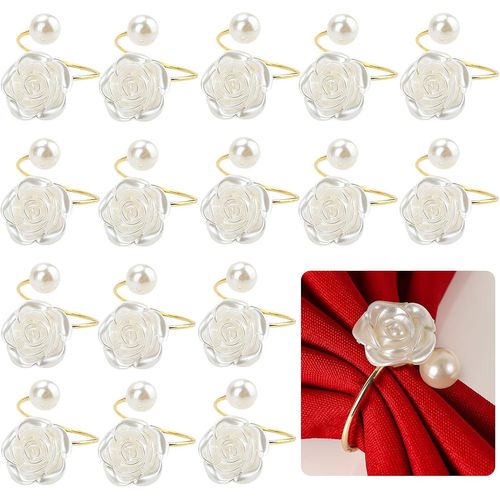 Few-Lot De 16 Ronds De Serviette En Perle - Boucles De Serviette En Métal - Pour Dîner, Mariage, Banquet, Saint-Valentin, Fête, Restaurant, Cuisine