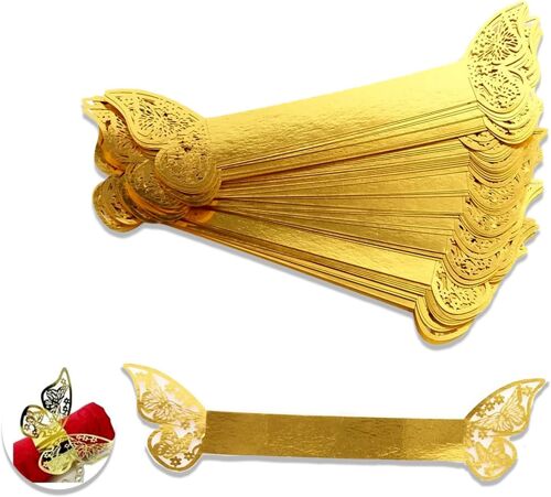 Kalanka-50 Pcs Ronds Serviette Papillon, Rond Serviette Or, Ronds Serviette En Papier, Pour Mariage Graduation Fête Anniversaire Banquet De Noël Décoration De Réception De Mariage