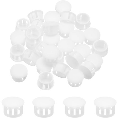 Tianyi-64pcs 13mm Blanc Bouchon De Trou En Plastique, Bouchons De Trou De Panneau De Type Encastré Embouts D'insertion Pour Tubes De Trou De Verrouillage Armoire De Meubles