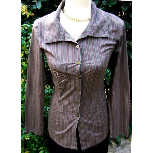 Chemise Chattawak Taille 36 Rayures Multicolores Avec Strass