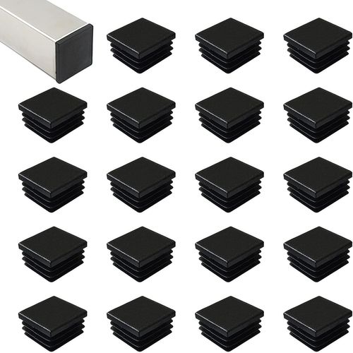 Tianyi-32mm Bouchon Plastique Embout Tube Carre Noir D'obturation Pour Pieds De Meuble Trampoline Pour Pieds De Meuble Trampoline Armoire Étagère Chaise 20 Pièces