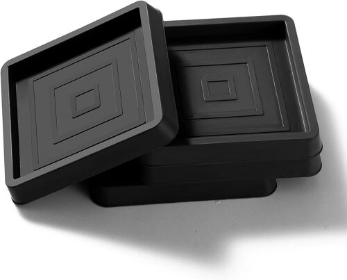 4 Pieces 2.5 Inch Square Non-Slip Rubber Pads, Bed Sofa Wheel Anti-Slip Pad, Rubber Foot Pad, for Bed Cabinet Sofa Chair Table, Black