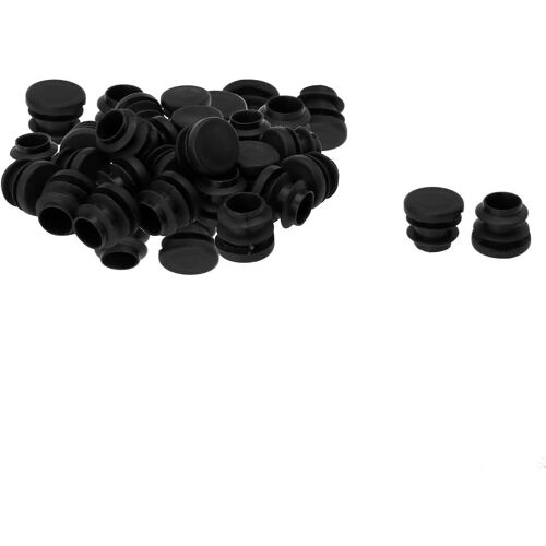 36pcs Bouchon Pied de Chasie Embout Capuchon Jambe Tube Insert Table Meuble Protection rond Plastique couvercle protecteur Noir 16mm dia externe