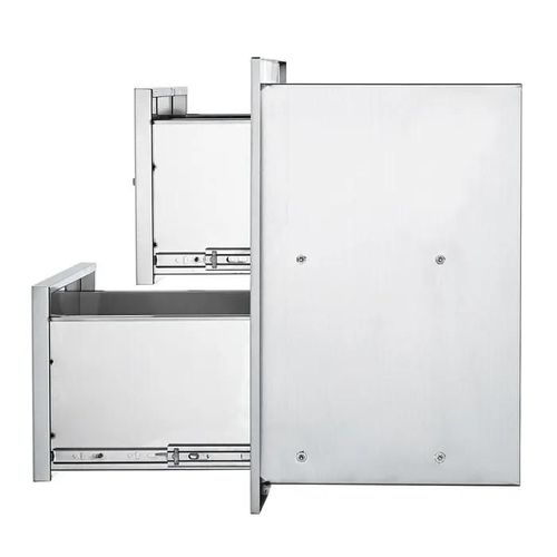 Tiroirs De Cuisine D'extérieur-Duoku-18 L X 20,6 H X 12,7 P Pouces-Tiroirs De Barbecue Doubles À Montage Encastré-Acier Inoxydable