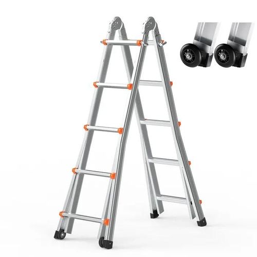 Échelle Télescopique 19 pi à Cadre en A-Duoku-Êchelle Extensible Compacte en Aluminium-Êchelle Camping-Car Pliable Multifonction