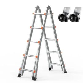 Échelle Télescopique 19 pi à Cadre en A-Duoku-Êchelle Extensible Compacte en Aluminium-Êchelle Camping-Car Pliable Multifonction