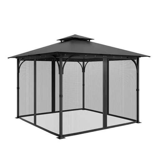 Moustiquaire Pour Tonnelle-Duoku-304,8x304,8x198,1 Cm-Filet En Maille Pour Gazebo Extérieur-Avec Double Fermeture Éclair