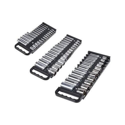Ensemble d'Organisateurs de Douilles Magnétiques-Duoku-3 Pièces-Douilles Métriques et SAE-1/4'', 3/8'', 1/2''-Jusqu'à 76 Douilles
