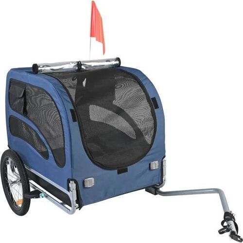 Remorque Pour Chien - Duoku - Dt815 - Capacité 45 Kg - Cadre Pliable - Couleur Bleu/Noir