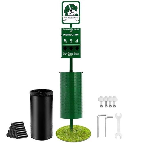 Station de Déchets pour Chiens-Duoku-Qualité Commerciale-Poubelle pour Déchets d'animaux de Compagnie de 11,5 Gallons