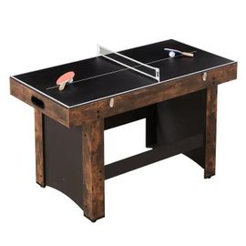 Table de Hockey sur Air 137 cm-Duoku-Ensemble de Jeu 3 en 1-Table Multifonction avec Hockey Sur Air-Ping-pong et Baby-foot