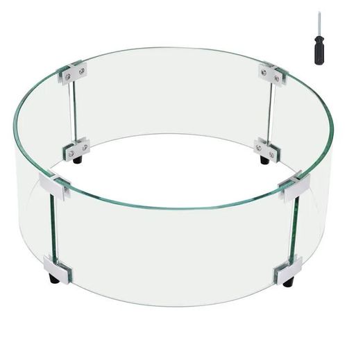 Pare-vent pour Brasero-Duoku-740 x 214 mm-Verre Rond-6 mm d'épaisseur-pour Propane/Gaz-pour Terrasse et Arrière-cour