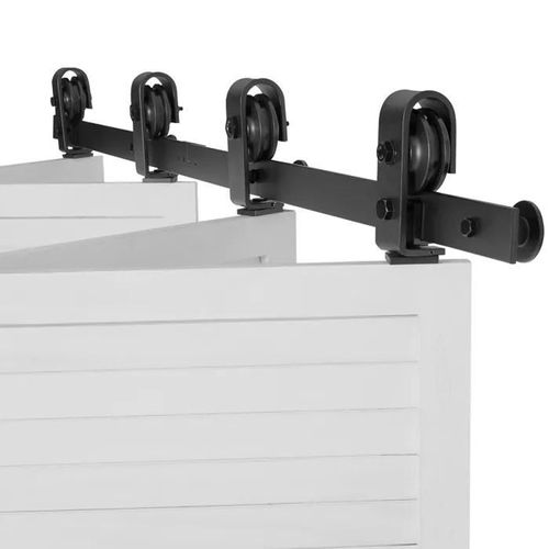Kit Quincaillerie de Porte Grange Coulissante Pliante-Duoku-320,8 mm-Rail Simple Robuste-Montage par Haut-Coulissement Fluide