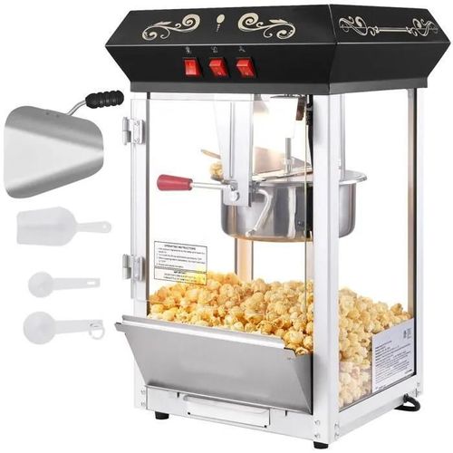 Machine à Pop-corn-Duoku-850 W-Bouilloire de 227 ml-48 Tasses par Lot-Machine de Comptoir avec Verre Trempé-Comprend 4 Cuillères