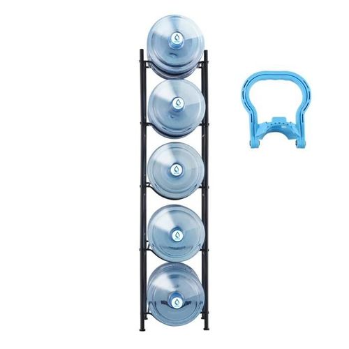 Support Pour Carafe-Duoku-5 Niveaux-Support Pour Bouteilles De 5 Gallons-Rangement Robuste Pour 5 Bouteilles-Métal Noir-Cuisine