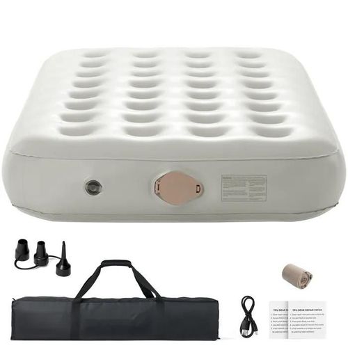 Matelas Pneumatique Double-Duoku-avec Cadre-Matelas Gonflable 1 Personne avec Pompe et Housse de Transport à Roulettes