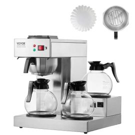 Cafetière À Filtre Commerciale-Duoku-12 Tasses-Cafetière En Acier Inoxydable Avec 3 Carafes Et 3 Plaques Chauffantes