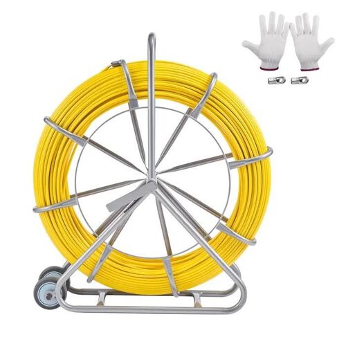 Ruban de Tirage - DUOKU - 200 m - Support de Bobine en Acier - 3 Têtes de Tirage - Extérieur