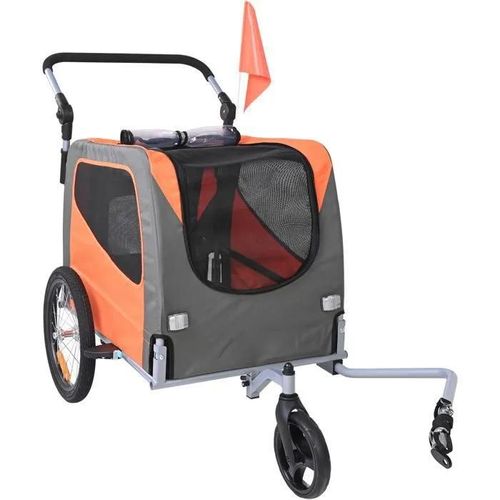 Remorque Pour Chien-Duoku-Capacité De 30 Kg-Poussette Et Porte-Vélo 2 En 1 Pour Animaux De Compagnie-Avec Cadre Pliable