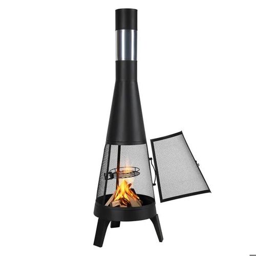 Cheminée Extérieure 508 mm-Duoku-Poêle à Bois Conique Solide pour Barbecue et Chauffage-avec Grille