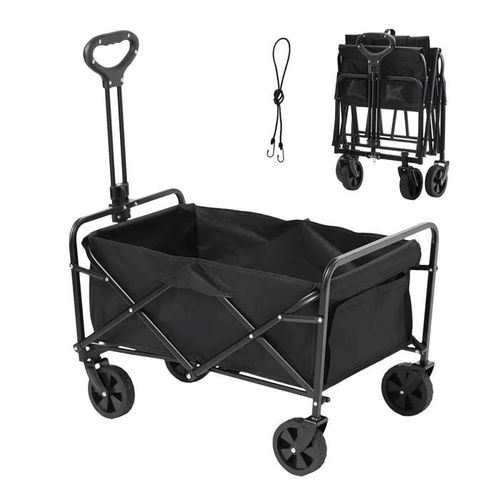 Chariot Pliable - DUOKU - Chariot de Plage - 2 Roues Tout-Terrain - Charge 100 kg - Porte-Gobelets