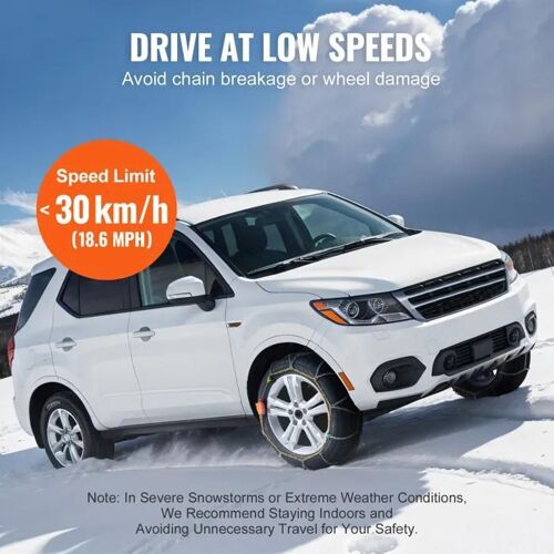 Chaînes À Neige 2 Pièces-Vevor-Conduite Sécuritaire, Accessoires D¿Urgence Pour Voitures, Camionnettes, Suv Et Camions-Argentées