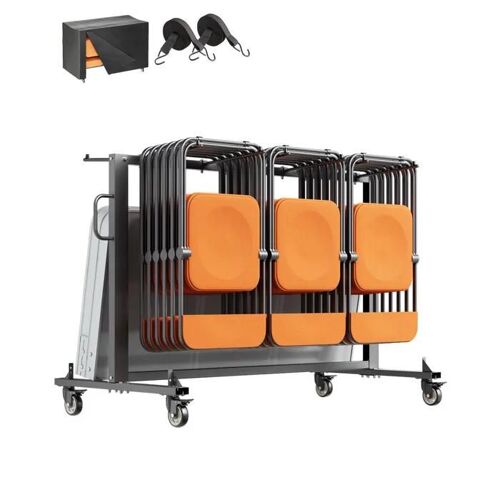 Support de Chaise Pliant-Duoku-Chariot Robuste pour 42 Chaises ou 12 Tables-Rangement Chaises Polyvalent avec Supports en Caoutchouc