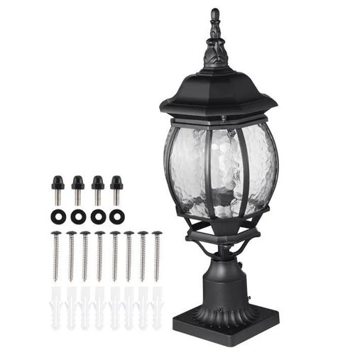 Lampadaires D'extérieur Du Crépuscule À L'aube-Duoku-Lot De 2-530 Mm-Avec Base De Montage Sur Pilier Abat-Jour En Verre