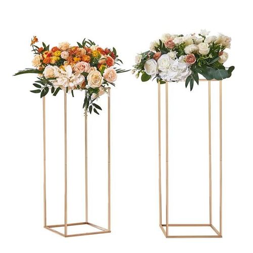 Lot de 2 Supports à Fleurs de Mariage de 31,5 pouces-Duoku-de Haut avec Stratifié Acrylique-Colonne de Vase en Métal