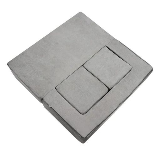 Canapé De Jeu Modulaire Pour Enfants-Duoku-4 Pièces-Tissu En Daim Doux-Éponge 25d-Housse Amovible-Filles Et Garçons-Gris
