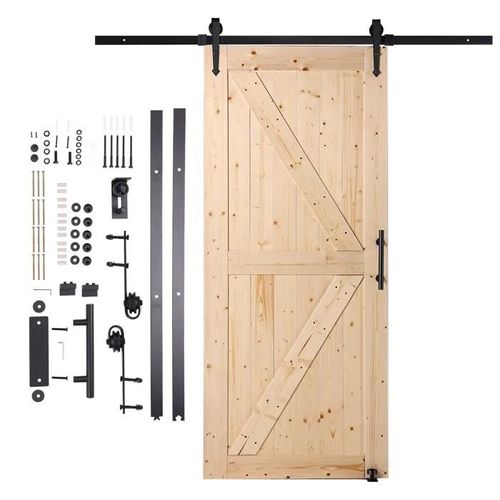 Kit de Porte Grange 36" x 84"-Duoku-Porte Coulissante en Bois-Fonctionnement Fluide et Silencieux-Facile à Installer-pour la Maison
