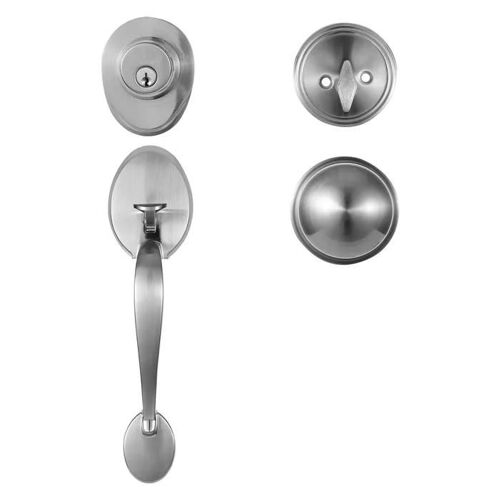 Ensemble de Poignée de Porte D'entrée - DUOKU - Modèle 19985-SN - Nickel Satiné - Réglable - 35-45 mm
