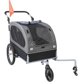 Remorque Pour Chien-Duoku- Capacité De 40 Kg-Poussette 2 En 1- Cadre Facile À Plier-Coupleur Universel-Réflecteurs