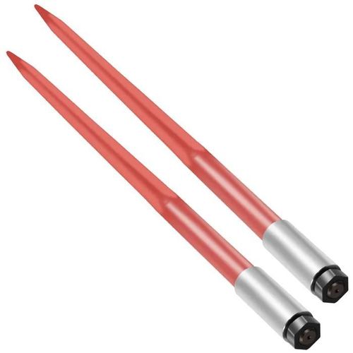 Lance à Foin 43"-Duoku-avec Capacité de 1360 kg-Pique à Balle à Fixation Rapide 1,75"-Fourches à Revêtement Rouge