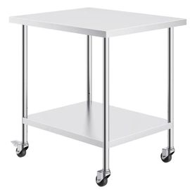 Table De Travail Cuisine Acier Inoxydable-Duoku-Table De Préparation-762 X 914 X 954,6 Mm-4 Roues-3 Niveaux De Hauteur Réglables