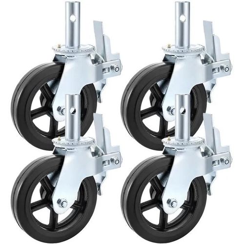 Lot de 4 Roulettes Pivotantes en Caoutchouc-Duoku-pour Echafaudage Robustes de 8" x 2"-Capacité de 500 kg par Roue.