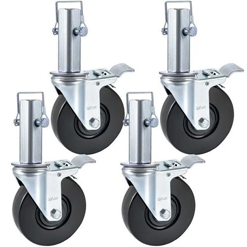 Roulette Pivotante pour Echafaudage Robuste-Duoku-de 5 po-Double Verrouillage-Tige de 1,25 po-200 kg-Roues en Caoutchouc
