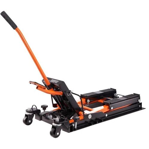 Cric Hydraulique pour Moto-Duoku-0,7 Tonne-Table Êlévatrice à Ciseaux pour VTT Portable avec 4 Roues-Levage à Pédale