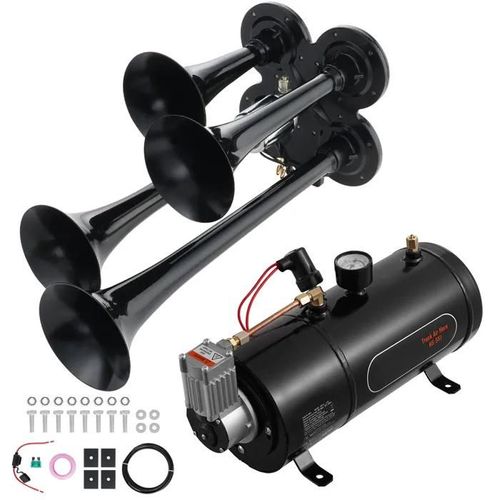 Kit De Klaxon De Train-Duoku-4 Klaxons Pneumatiques À Trompette-150 Db Pour Camionnettes-Compresseur 12 V 120 Psi