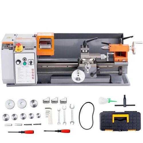 Tour à Métaux d'établi Robuste 7'' x 13,78''-Duoku-Outil Électrique de Précision-Vitesse Variable de 0 à 2 200 tr/min, 500 W