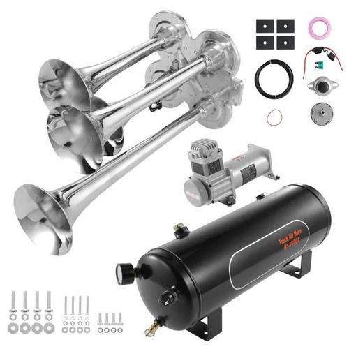 Kit De Klaxons De Train À 4 Trompettes-Duoku-150 Db-Compresseur 160 Psi, Réservoir 10 L, Manomètre