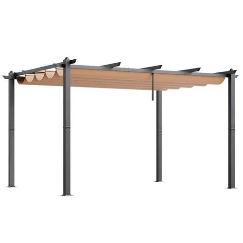 Pergola Rétractable - Duoku - 10'x13' - Aluminium - Protection Uv50+ - Beige