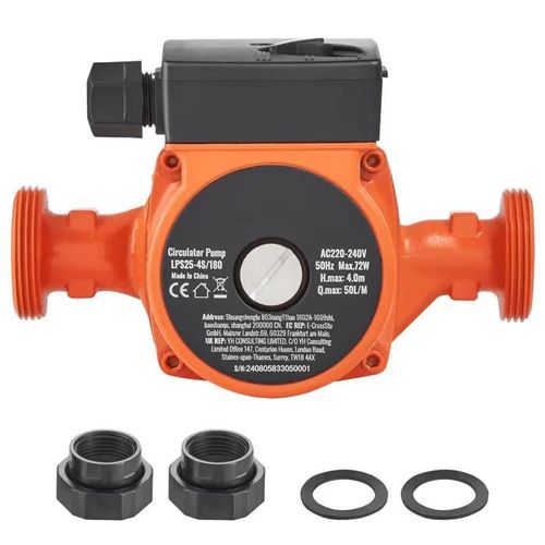 Pompe de Recirculation d'eau Chaude LPS25-4S-180 ¿ 220 V-Duoku-72 W-Pompe de Circulation 50 LPM, Silencieuse à 3 Vitesses