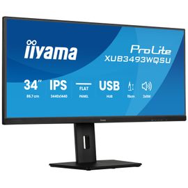 iiyama ProLite XUB3493WQSU-B6 - Écran LED - 34" - 3440 x 1440 UWQHD @ 120 Hz - IPS - 400 cd/m² - 1000:1 - 1 ms - 2xHDMI, DisplayPort - haut-parleurs - noir mat