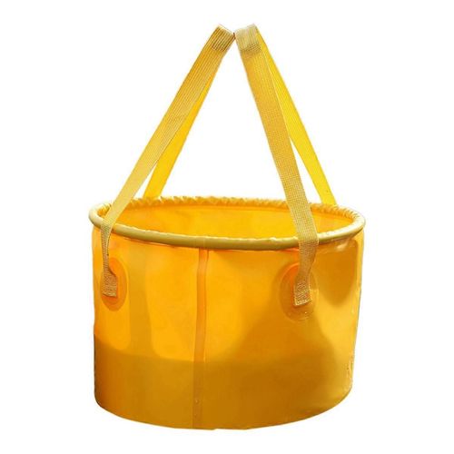 Seau Pliable Portable D'extérieur Pour La Pêche,Jaune B