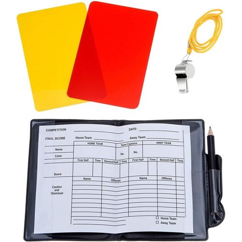 Sept-Arbitrage Football,Kit De Cartes Arbitre De Sport Cartes Rouges Et Jaunes Sifflet En Métal Avec Sports Arbitre Lot De Cartes Pour Jeux Sport Accessoires Arbitre De Football