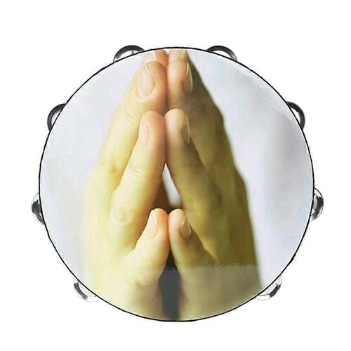 Tambourin À Main À Double Rangée De 10 Pouces,Instrument De Percussion À Percussion - Main En Prière
