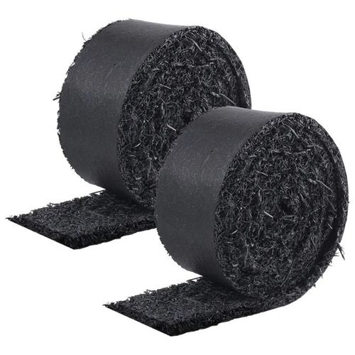 Paillis en Caoutchouc pour Aménagement Paysager-Duoku-2 Rouleaux-120 x 4,5 po-Tapis Recyclé-Noir Naturel-Embellit les Jardins